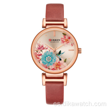 CURREN 9053 relojes de pulsera clásicos de moda para mujer, reloj informal de cuarzo de cuero, reloj elegante con encanto, reloj de movimiento japonés para mujer